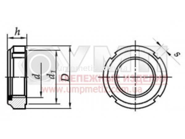 Гайка круглая шлицевая самоконтрящаяся GAL 40 M40*1.5 цинк белый UMP86